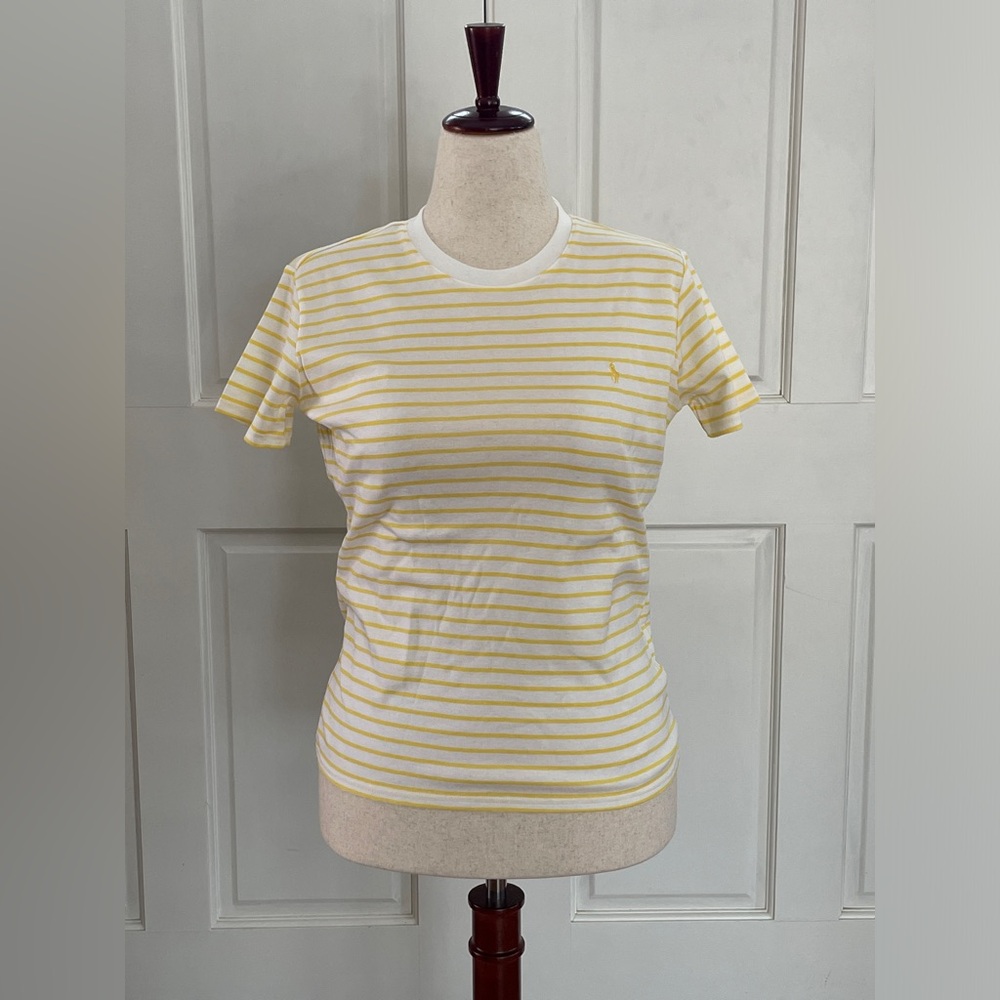 Ralph Lauren Yellow and White Striped Tee